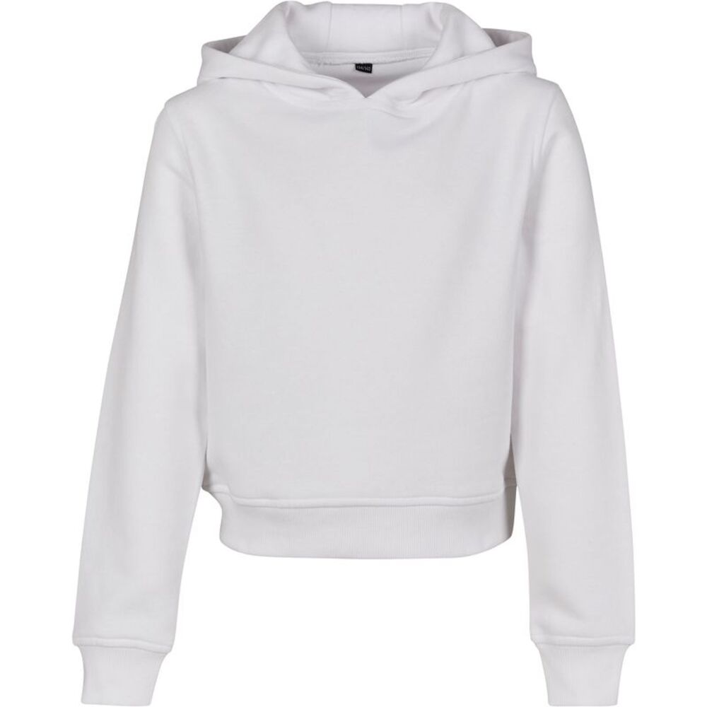 Build Your Brand Girls Cropped Hoodie / White